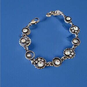 Brighton Halo Swarovski Crystal Jeweled Chain Link Bracelet Vintage
